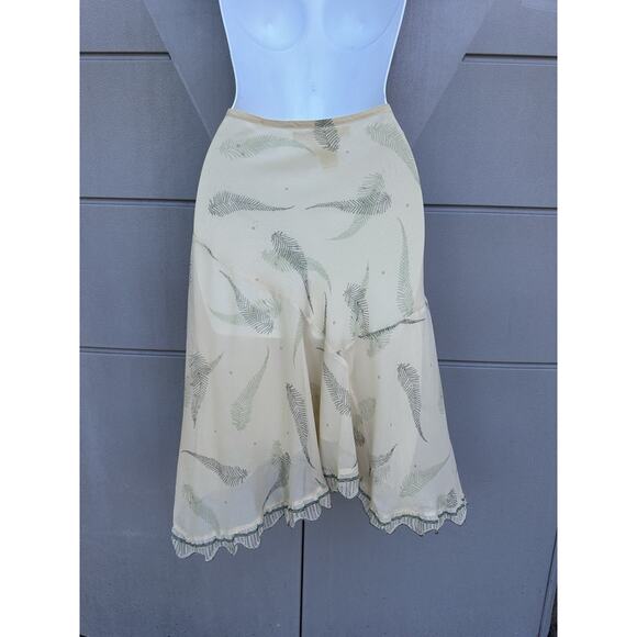 Studio M Vintage Silk Fern Print Midi Skirt Ruched Waist Detail — Size SP Petite - Picture 7 of 9